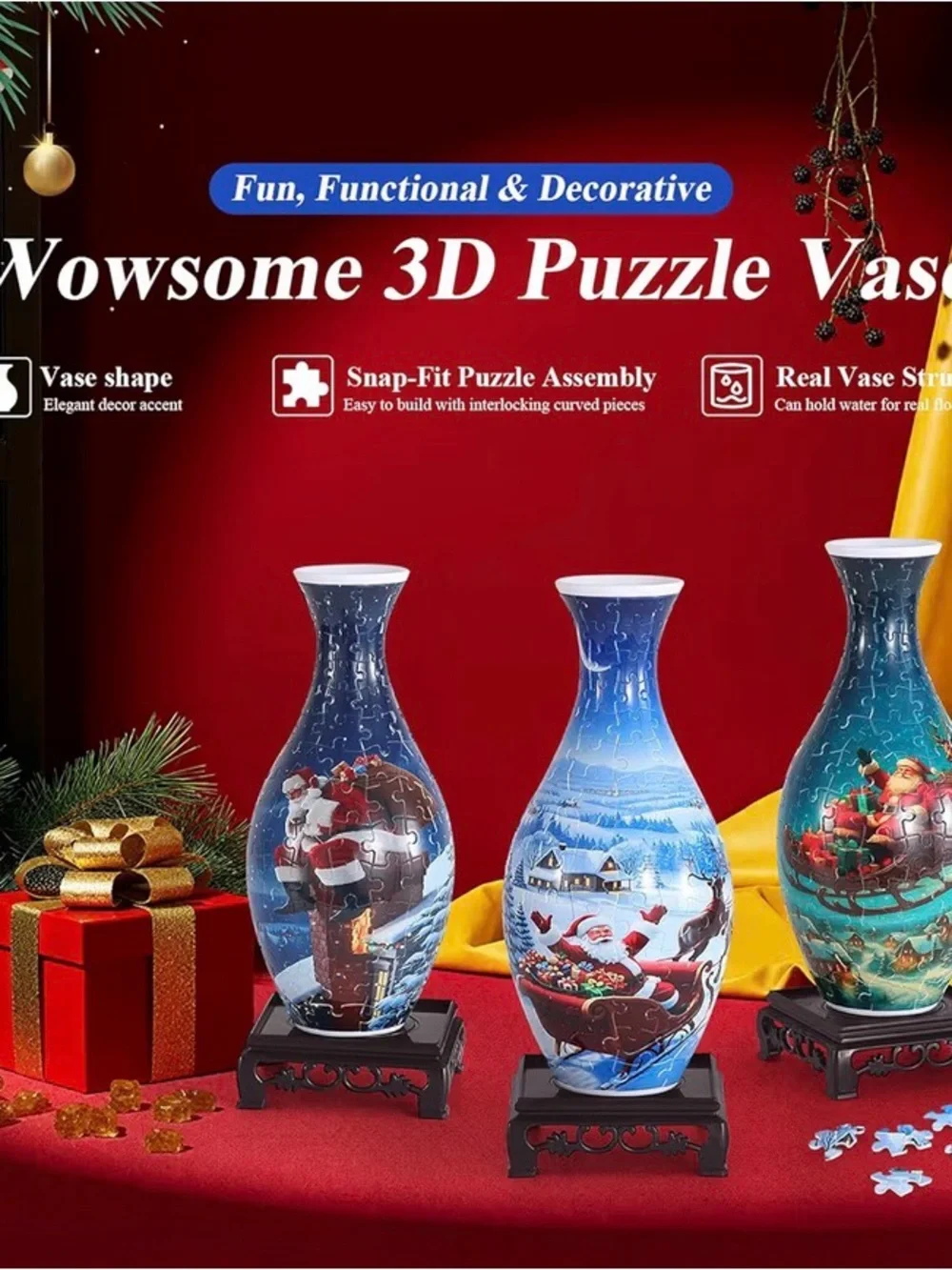 Santa moon Puzzle Vase 160-Piece